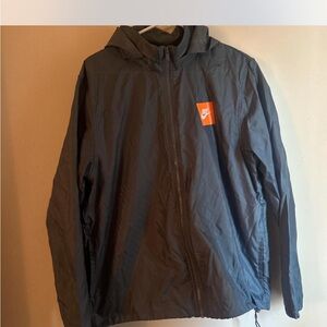 Nike Men's Gray Windbreaker with Orange Logo